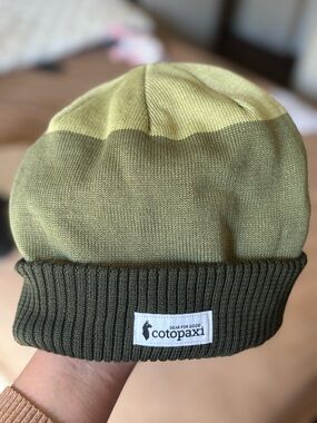 cotopaxi Olive Green Ribbed Knit Beanie